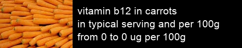 vitamin b12 in carrots information and values per serving and 100g